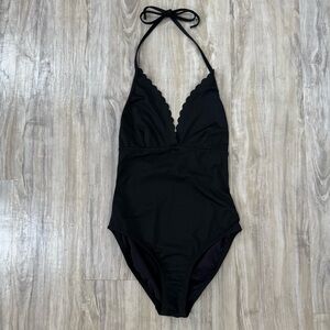 J. Crew Black Halter Style One-piece Swim Suit